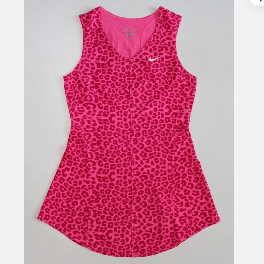 Nike Pink Leopard Print Sleeveless Tennis Dress